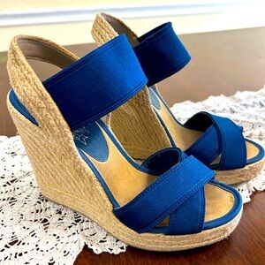 Nine West Vintage America Collection Blue Wedge Espadrille